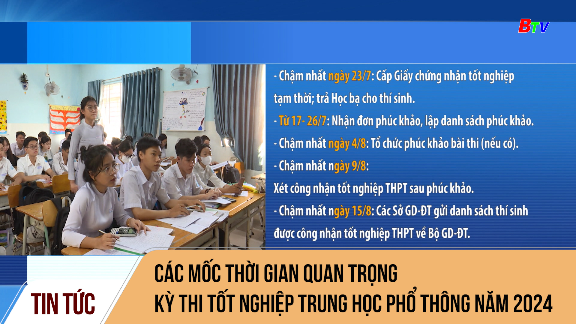 Các mốc thời gian quan trọng kỳ thi tốt nghiệp Trung học Phổ thông năm 2024